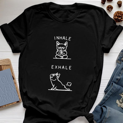Olivenorma Bulldog "INHALE & EXHALE" Lustiges spirituelles T-Shirt - Schwarz - 2XL - image 6
