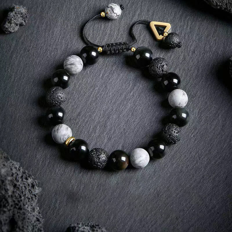 Olivenorma „Dreamlike Night“ Lavastein verstellbares geflochtenes Armband - image 2