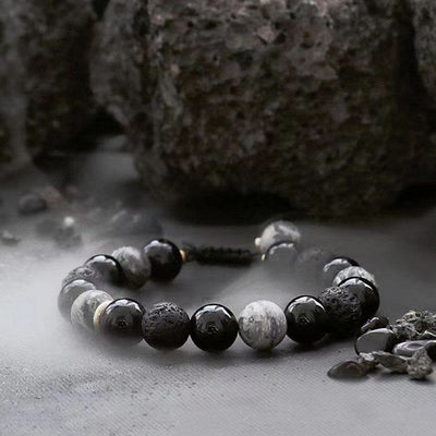Olivenorma „Dreamlike Night“ Lavastein verstellbares geflochtenes Armband - image 5