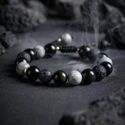 Olivenorma „Dreamlike Night“ Lavastein verstellbares geflochtenes Armband - Edelstein - image 1