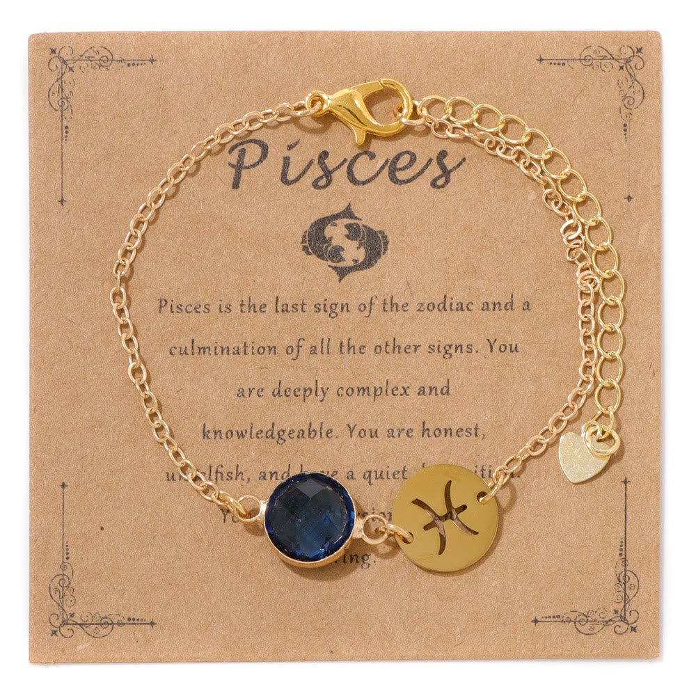 Olivenorma Verstellbares Armband mit 12 Sternbildern und Geburtssteinen - Fische - image 7