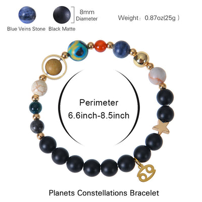 Olivenorma Edelsteinarmband mit zwölf Sternbildern und acht Planeten - image 4