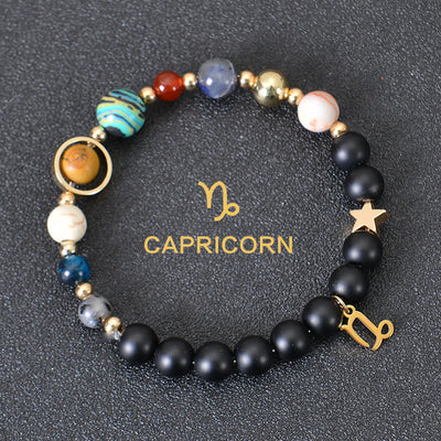 Olivenorma Edelsteinarmband mit zwölf Sternbildern und acht Planeten - Schwarzer Onyx - Steinbock - image 13