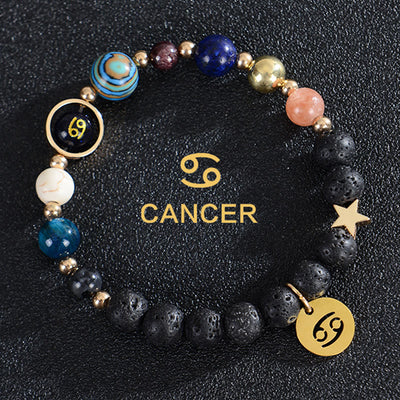 Olivenorma Edelsteinarmband mit zwölf Sternbildern und acht Planeten - Lavastein - Krebs - image 19