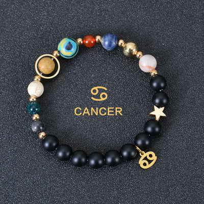 Olivenorma Edelsteinarmband mit zwölf Sternbildern und acht Planeten - Schwarzer Onyx - Krebs - image 7