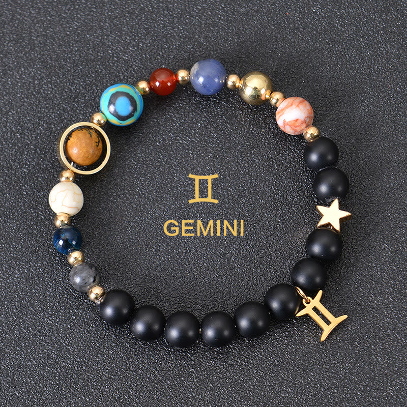 Olivenorma Edelsteinarmband mit zwölf Sternbildern und acht Planeten - Schwarzer Onyx - Zwillinge - image 6