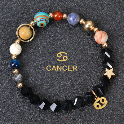 Olivenorma Edelsteinarmband mit zwölf Sternbildern und acht Planeten - Facted Obsidian - Krebs - image 31