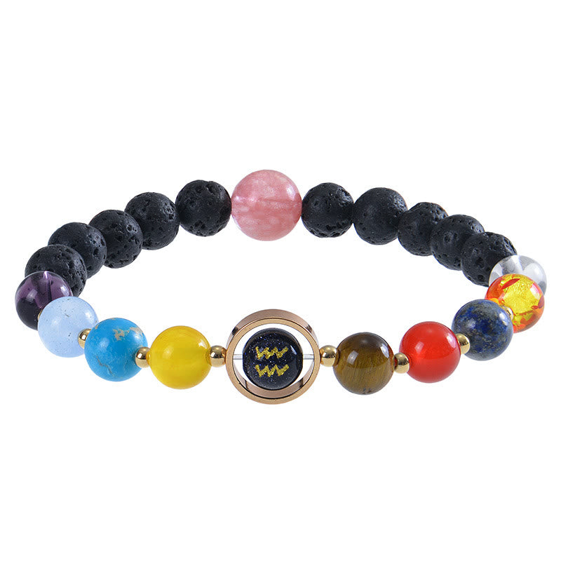 Olivenorma Acht Planeten Sternzeichen Lavastein Armband - image 2