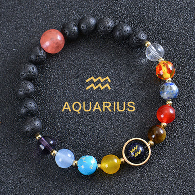 Olivenorma Acht Planeten Sternzeichen Lavastein Armband - Wassermann - image 9