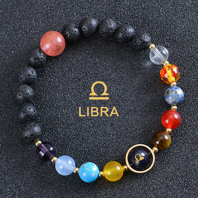 Olivenorma Acht Planeten Sternzeichen Lavastein Armband - Waage - image 1