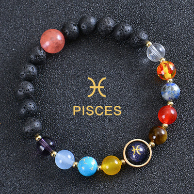 Olivenorma Acht Planeten Sternzeichen Lavastein Armband - Fische - image 10