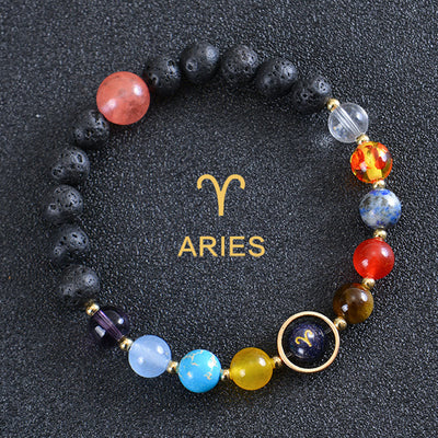 Olivenorma Acht Planeten Sternzeichen Lavastein Armband - Widder - image 11