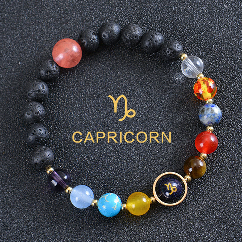 Olivenorma Acht Planeten Sternzeichen Lavastein Armband - Steinbock - image 8