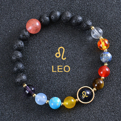 Olivenorma Acht Planeten Sternzeichen Lavastein Armband - Löwe - image 15