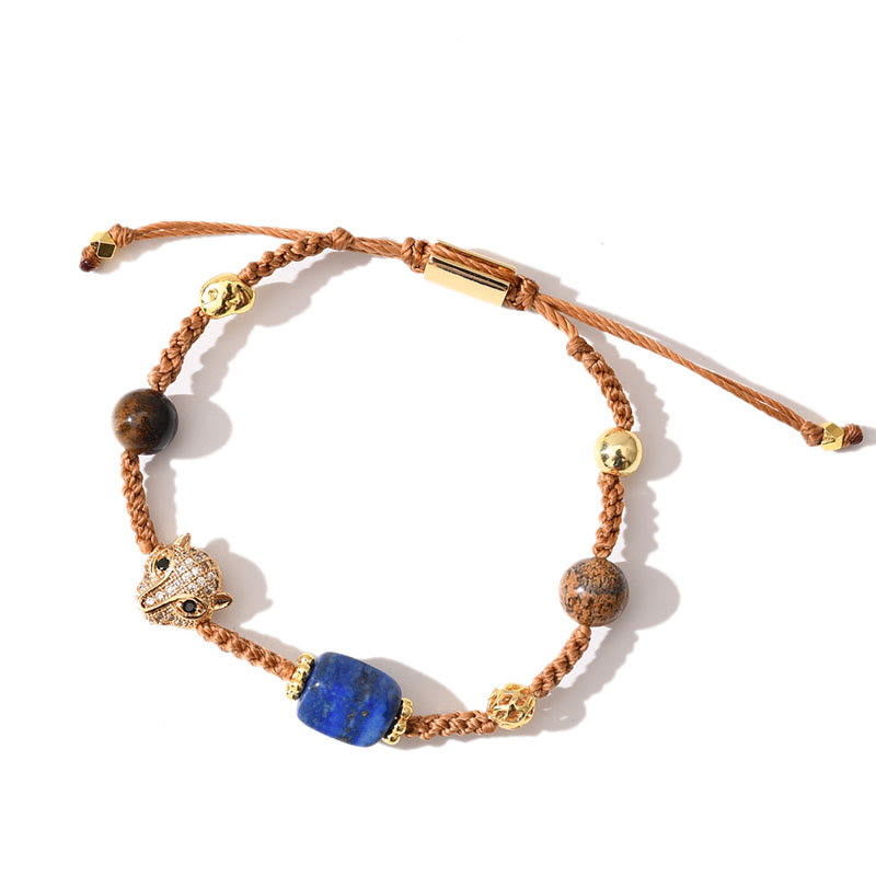 Olivenorma Heilstein Verstellbares geflochtenes Armband - Lapislazuli + Tigerauge + Bronzit - image 2