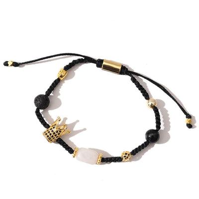 Olivenorma Heilstein Verstellbares geflochtenes Armband - Rosenquarz + Lavastein + Schwarzer Onyx - image 17