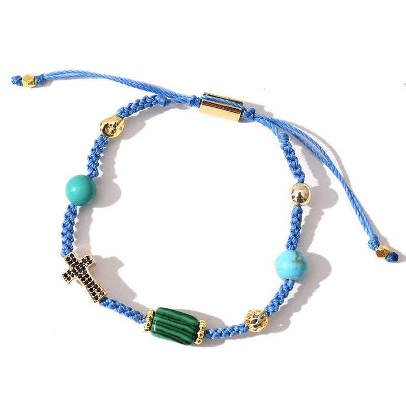 Olivenorma Heilstein Verstellbares geflochtenes Armband - Malachit + Türkis - image 13