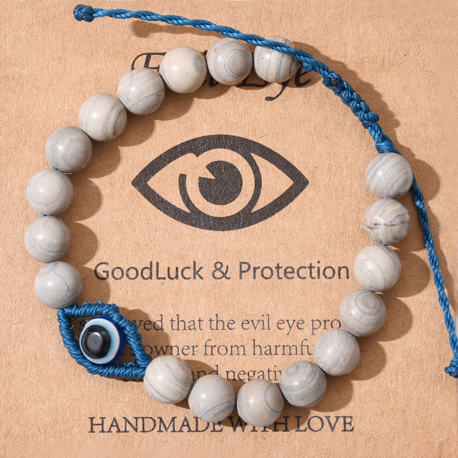 Olivenorma Böser Blick, Glücks- und Schutzkristall-Armband, geflochten - Grauer Jaspis - image 15