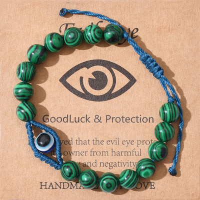 Olivenorma Böser Blick, Glücks- und Schutzkristall-Armband, geflochten - Malachit - image 17