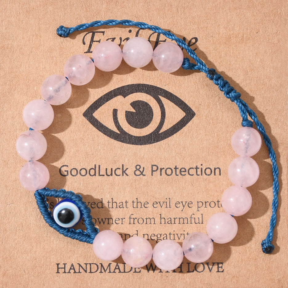 Olivenorma Böser Blick, Glücks- und Schutzkristall-Armband, geflochten - Rosenquarz - image 12