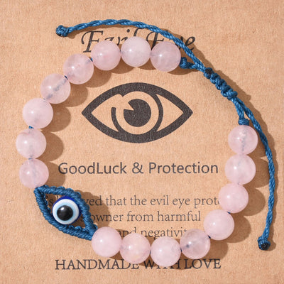 Olivenorma Böser Blick, Glücks- und Schutzkristall-Armband, geflochten - Rosenquarz - image 12
