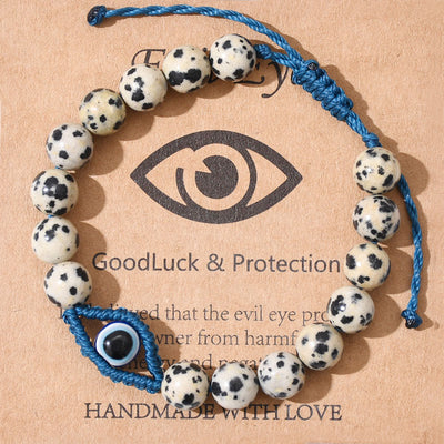Olivenorma Böser Blick, Glücks- und Schutzkristall-Armband, geflochten - Dalmatiner Jaspis - image 6