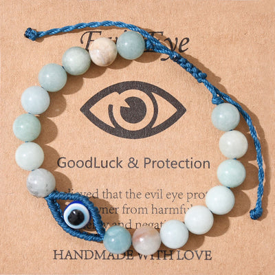 Olivenorma Böser Blick, Glücks- und Schutzkristall-Armband, geflochten - Amazonit - image 1