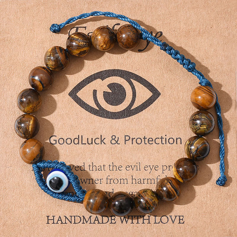 Olivenorma Böser Blick, Glücks- und Schutzkristall-Armband, geflochten - Tigerauge - image 10