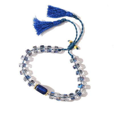 Olivenorma Glitzer Boho Stil Quaste Edelstein geflochtenes Armband - Lapislazuli + klare Glasur - image 17