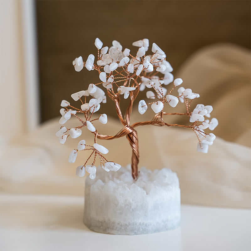 Olivenorma Natürlicher weißer Chalcedon Reiki-Kristall Bonsai Feng Shui Baum - image 2