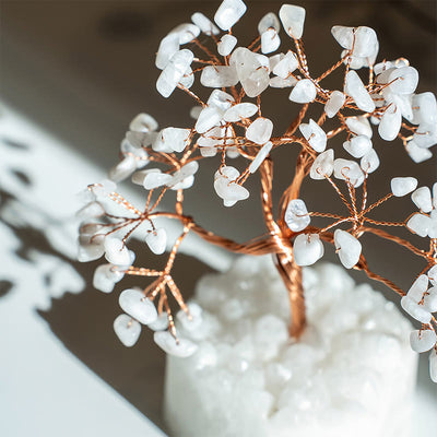 Olivenorma Natürlicher weißer Chalcedon Reiki-Kristall Bonsai Feng Shui Baum - image 4