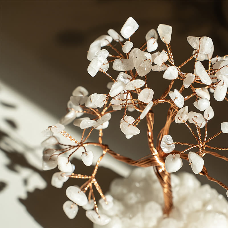 Olivenorma Natürlicher weißer Chalcedon Reiki-Kristall Bonsai Feng Shui Baum - image 3