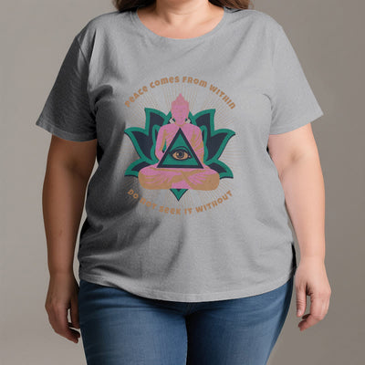Olivenorma T-Shirt mit Buddha- und Lotusmotiv, spirituelles Motiv - image 3