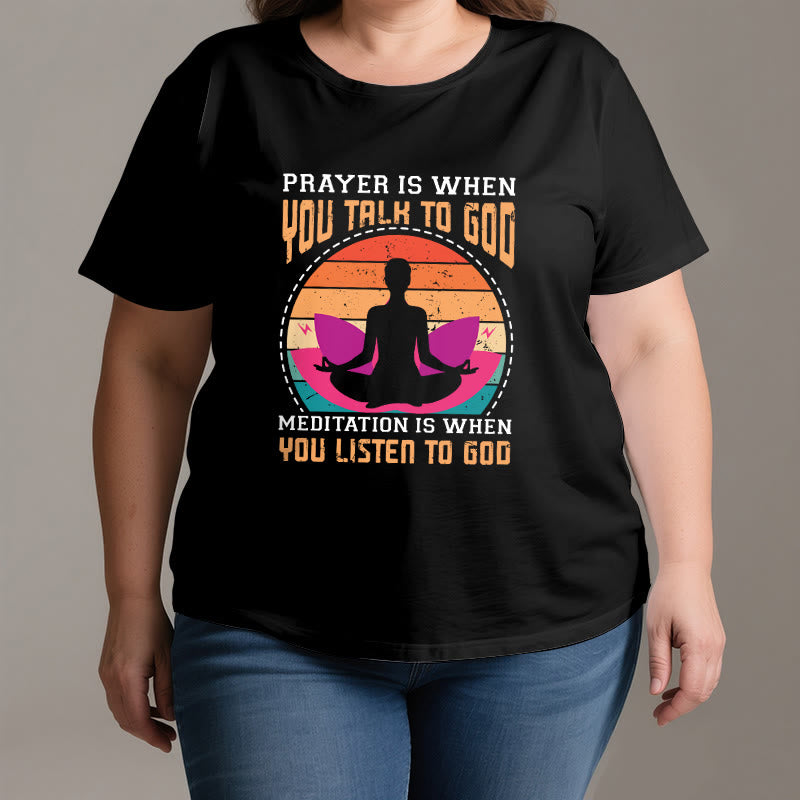 Olivenorma "MEDITATION IST, WENN DU AUF GOTT HÖRST" Spirituelles Yoga T-Shirt - image 3
