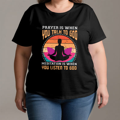 Olivenorma "MEDITATION IST, WENN DU AUF GOTT HÖRST" Spirituelles Yoga T-Shirt - image 3