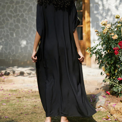 Olivenorma Strandbluse Besticktes Urlaubs-Kaftankleid