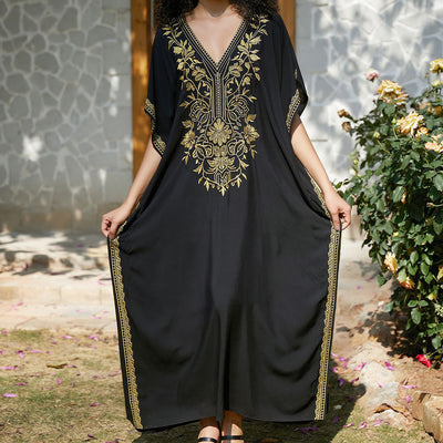 Olivenorma Strandbluse Besticktes Urlaubs-Kaftankleid