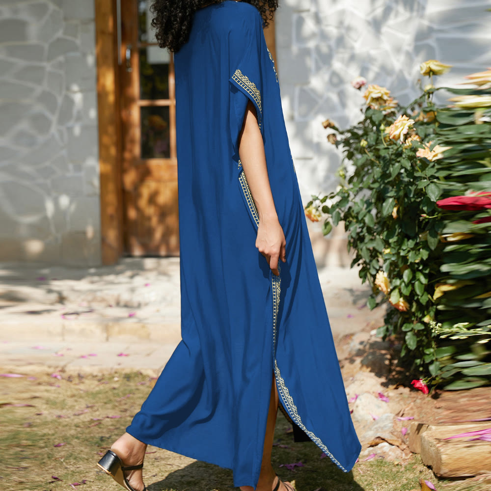 Olivenorma Strandbluse Besticktes Urlaubs-Kaftankleid