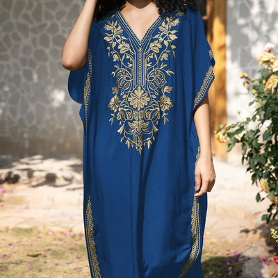 Olivenorma Strandbluse Besticktes Urlaubs-Kaftankleid