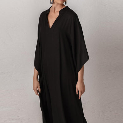 Olivenorma Strandbluse Seidiges Polyester Resort Kaftankleid