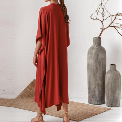 Olivenorma Strandbluse Seidiges Polyester Resort Kaftankleid