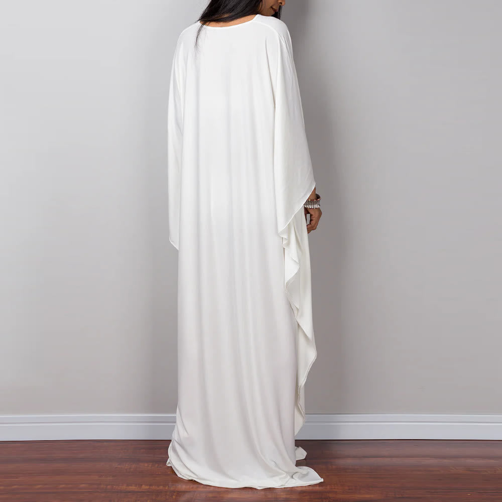 Olivenorma Strand-Sonnenschutzhemd, gewebtes Design, Kaftan-Kleid