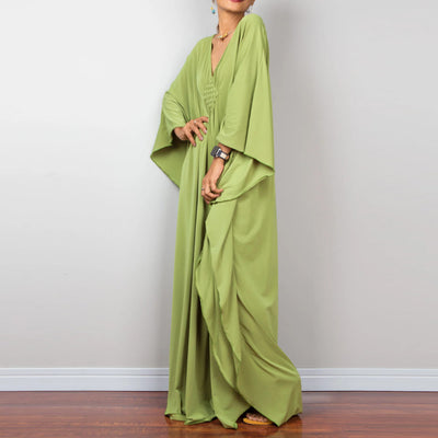 Olivenorma Strand-Sonnenschutzhemd, gewebtes Design, Kaftan-Kleid