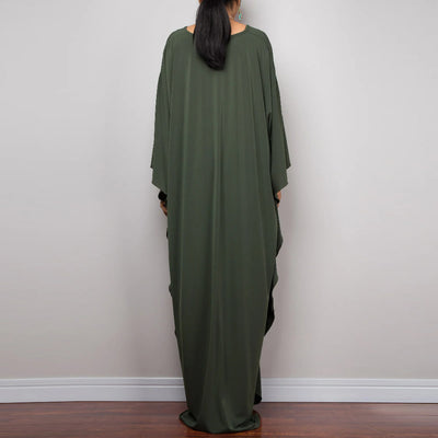 Olivenorma Strand-Sonnenschutzhemd, gewebtes Design, Kaftan-Kleid