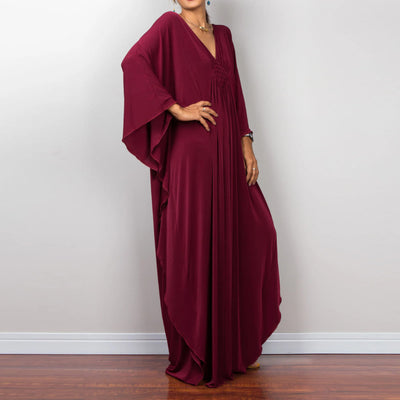 Olivenorma Strand-Sonnenschutzhemd, gewebtes Design, Kaftan-Kleid