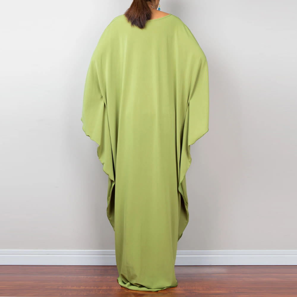 Olivenorma Strand-Sonnenschutzhemd, gewebtes Design, Kaftan-Kleid
