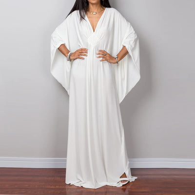 Olivenorma Strand-Sonnenschutzhemd, gewebtes Design, Kaftan-Kleid