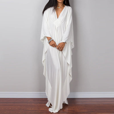 Olivenorma Strand-Sonnenschutzhemd, gewebtes Design, Kaftan-Kleid
