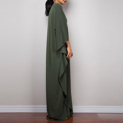 Olivenorma Strand-Sonnenschutzhemd, gewebtes Design, Kaftan-Kleid