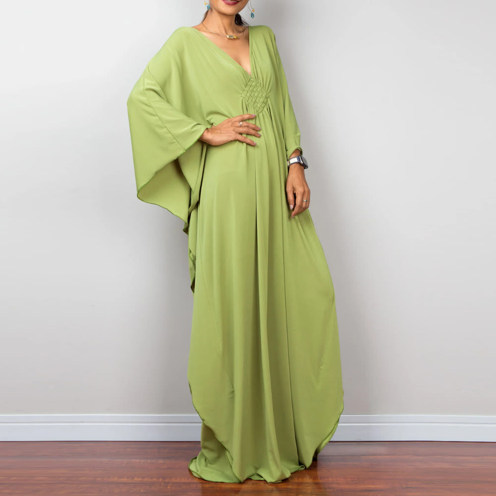 Olivenorma Strand-Sonnenschutzhemd, gewebtes Design, Kaftan-Kleid